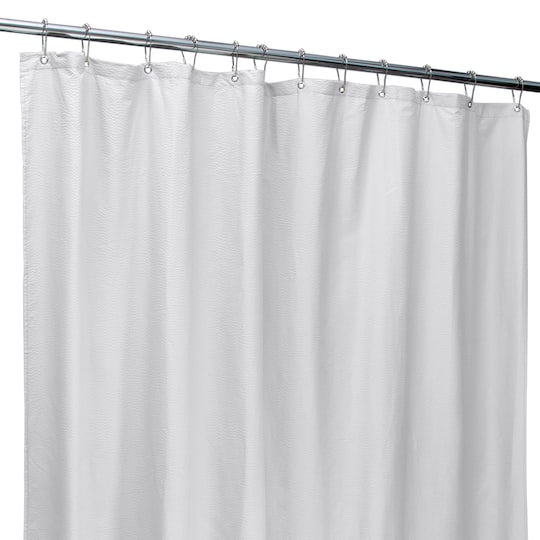 Bath Bliss White Microfiber Soft Touch Seersucker Design Shower Curtain Liner
